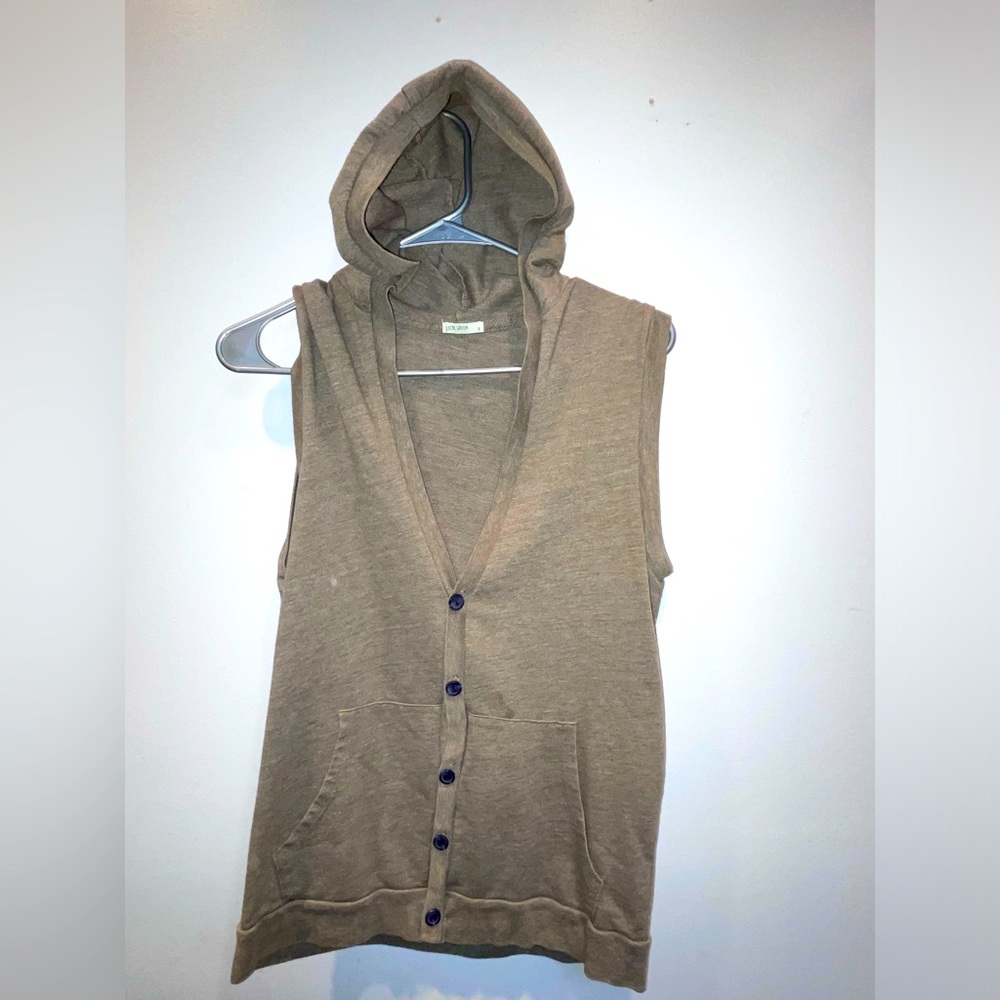 Ladies Local Green Hooded Sleeveless Sweater | Size Small | Brownish Green